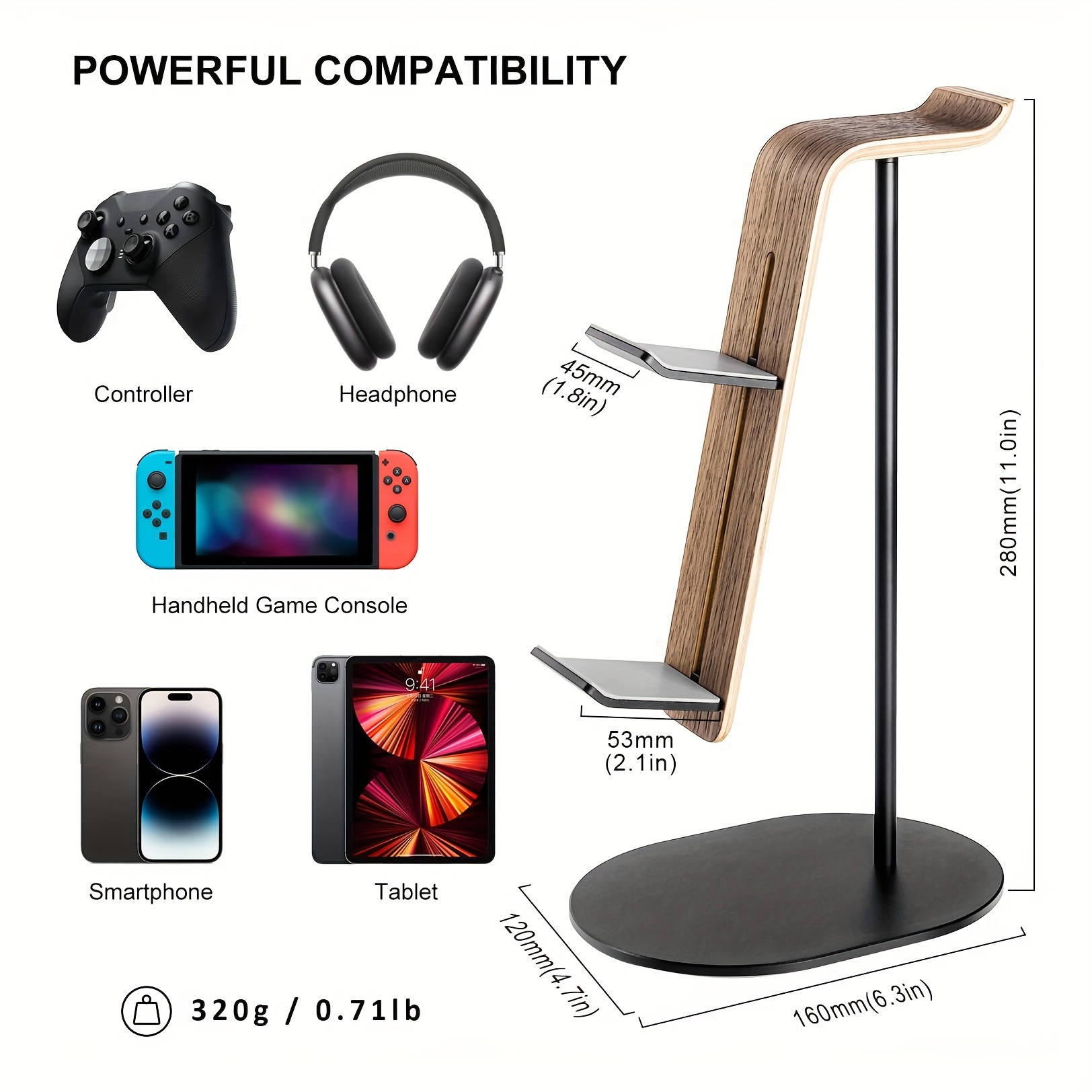Gaming Controllers Xbox Accessories - Wooden Controller & Headset Holder, Universal