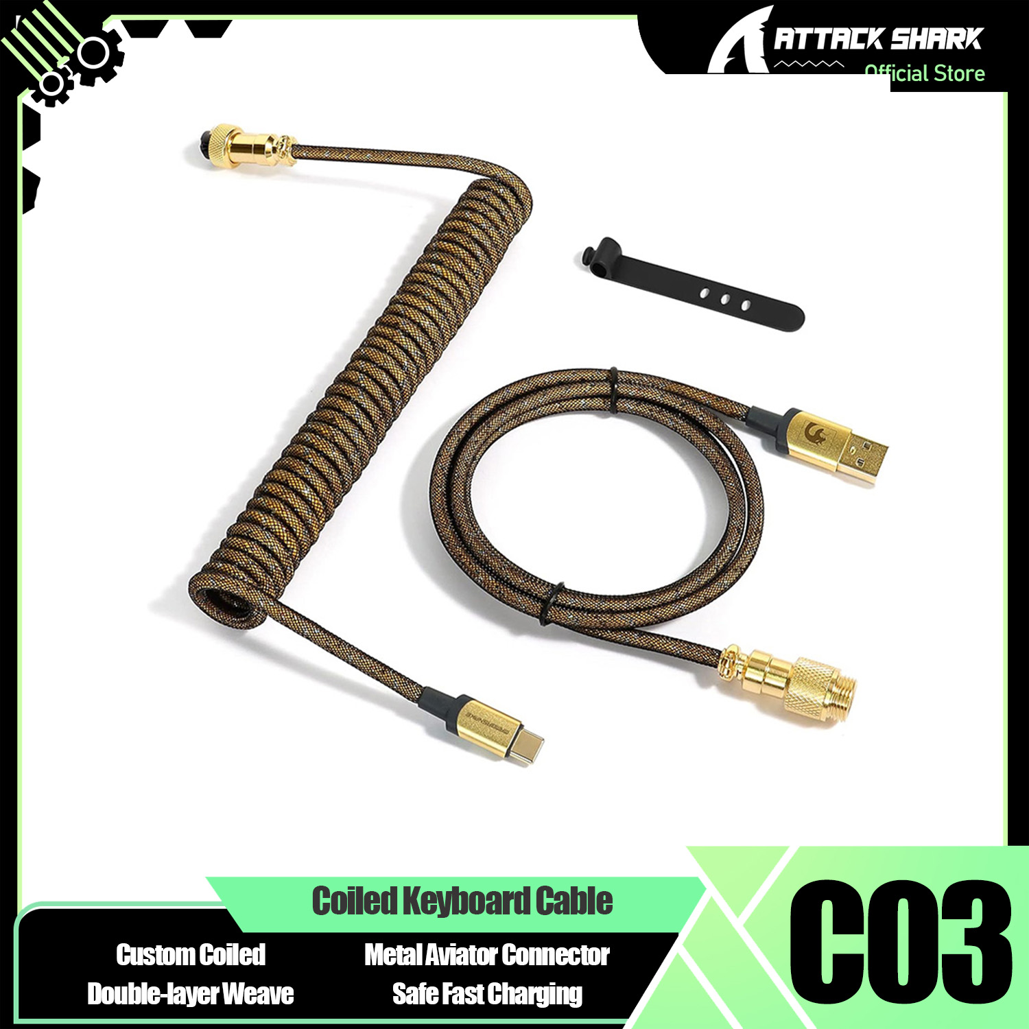 ATTACK SHARK * MAMBASNAKE C03  - đánh giá và giá Sleeved Cable Kit
