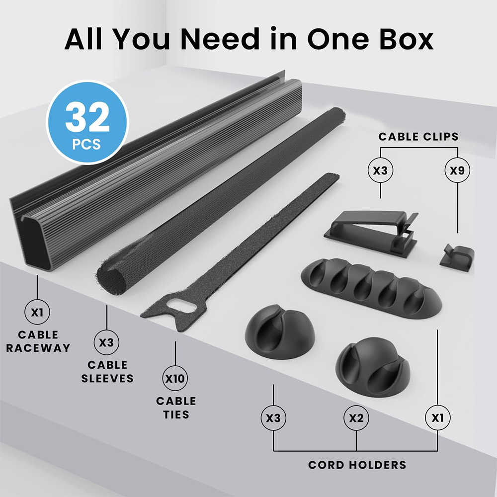 32Pcs Desk Under Cable Managem - đánh giá và giá Sleeved Cable Kit