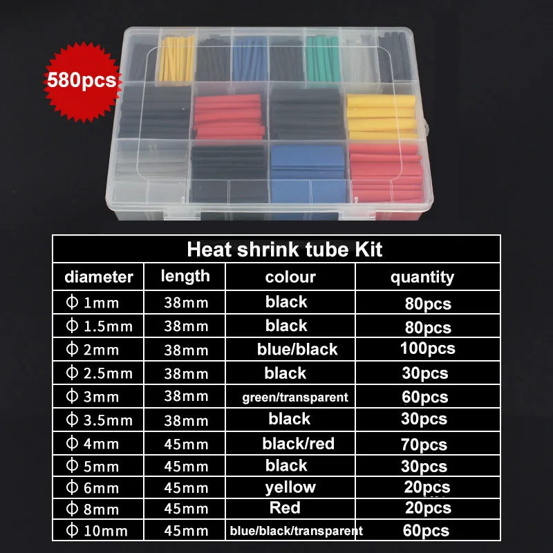 580pcs/Set Waterproof Shrinkag - đánh giá và giá Sleeved Cable Kit