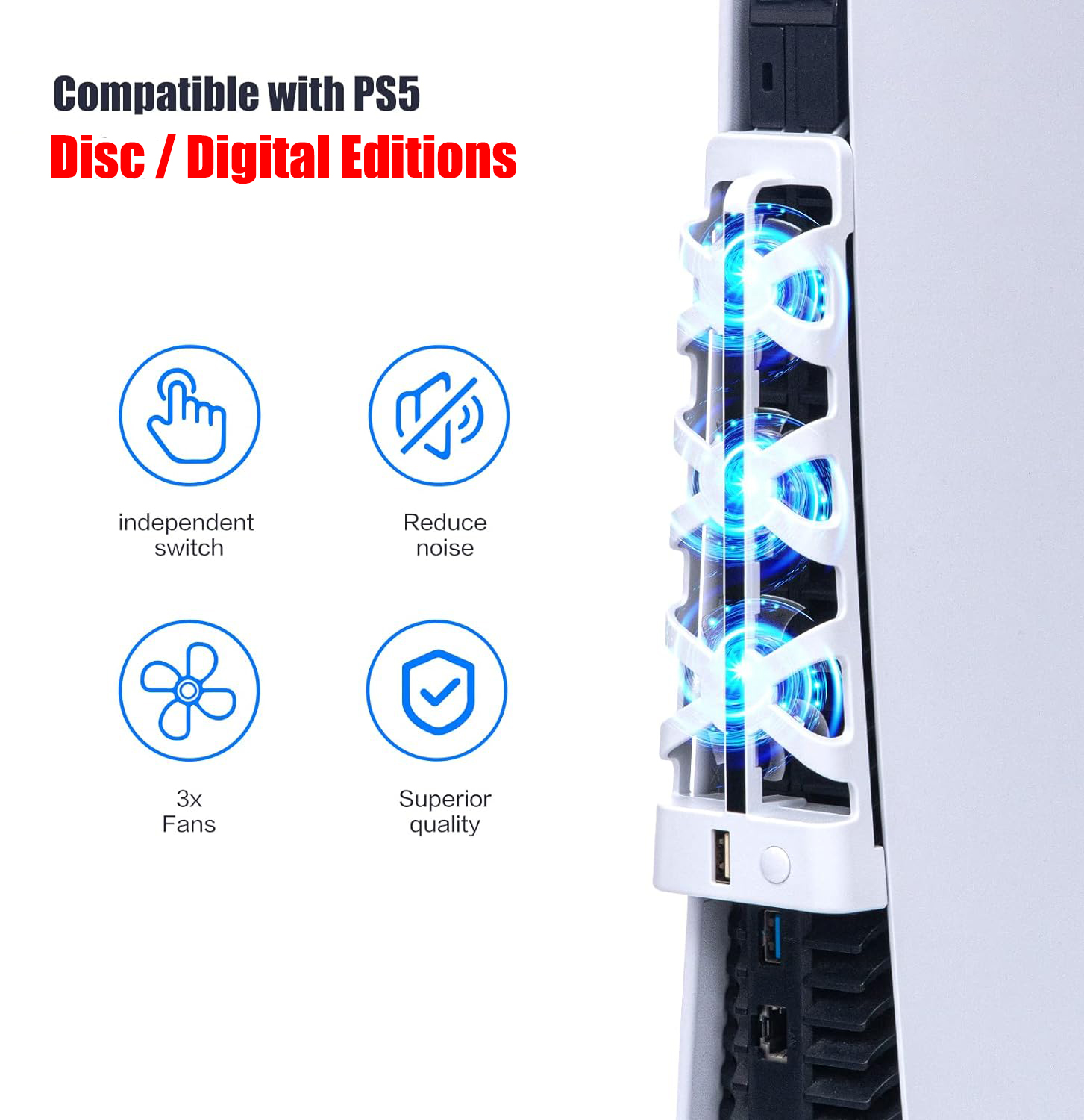 For PS5 Slient Cooling Fan wit - đánh giá và giá Gaming Accessories Lights